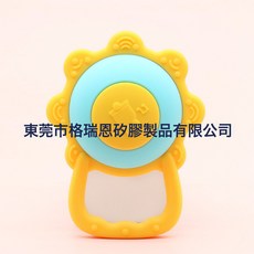 DFMEI 新款手拿式牙膠嬰兒磨牙棒發聲玩具硅膠響鈴牙膠硅膠太陽鼓咬咬樂, 1個, 如圖, 藍色
