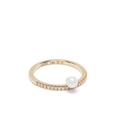 미즈키 씨 오브 뷰티 14K 옐로 골드 다이아몬드 펄 밴드 링