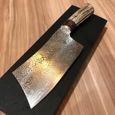 鹿角柄大馬士革67層VG10鋼芯錘紋中式片刀(菜刀), 1個