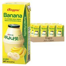 Binggrae Banana Flavored Milk 香蕉牛奶 保久乳, 24入, 200ml