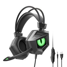 SY-G15 有線電競遊戲耳機 頭戴式帶麥克風 發光, SY - G15黑綠呼吸發光耳機帶包裝 配贈一分二線, 如圖