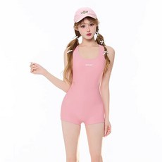 泳衣女士競速專業游泳館專用2025新款遮肚子女孩連體式平角褲泳裝, 1個, 粉色,M (45.0-52.5kg)