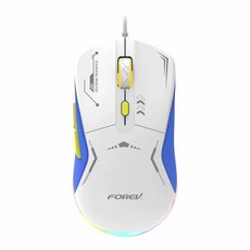 FOREV FV-Q908 有線電競鍵盤滑鼠組 RGB夢幻燈效 靜音遊戲體驗, 深白藍 單滑鼠, 如圖, 人體工學