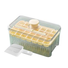 夏日28格按壓製冰盒帶儲冰盒 一按脫模, 黃色, 1個