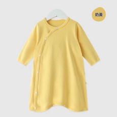 嬰兒睡袋小月齡春秋款男女寶寶睡袍幼兒薄款連體衣服睡衣兒童睡裙, 奶黃
