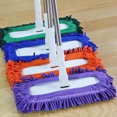 雪尼爾平板拖把 濕拖乾擦兩用 家用清潔, 1個, 共2段杆可拆卸布套 1套拖藍色 ,總長110cm+666根加密絨毛