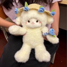 玫瑰花小羊玩偶 七夕情人節禮物, 藍玫瑰小羊, 1個, 30cm