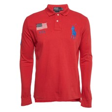 폴로 랄프 로렌 중고 Pre-Owned USA 플래그 자수 긴소매 폴로 셔츠