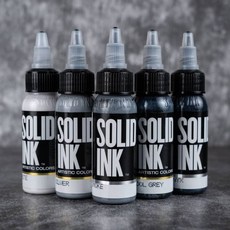 SOLID INK 美國刺青顏料套裝 – DH TATTOO SUPPLY 台灣代理 (白/灰常用五色組), 1個