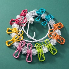 棲野Cheer 旅行晾衣神器 折疊便攜曬衣繩 附帶夾子 酒店戶外曬衣繩 曬被繩, 彩色款 (含13個固定+12個夾【夾子顔