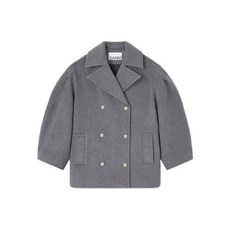 가니 벌룬 소매 더블 브레스티드 코트