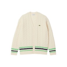 라코스테 스트라이프 디테일 케이블 니트 가디건