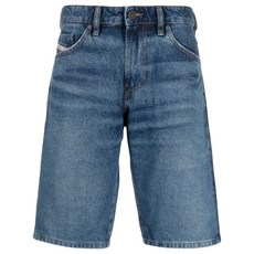 디젤 로고 패치 슬림 핏 데님 쇼츠