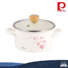 Pearl Life 櫻花系列 琺瑯15cm雙耳鍋 (附玻璃蓋及收納蓋) HB-2131, 1個