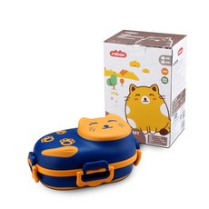 yobox 304不鏽鋼兒童卡通午餐盒 附叉勺組, Y009藍色 彩盒, 1個