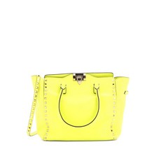 발렌티노 가라바니 중고 락스터드 리지드 레더 미디엄 토트 백