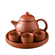 迷你茶壺茶杯組 一壺三杯, 一壺三杯 盤 朱泥葫蘆, 1個
