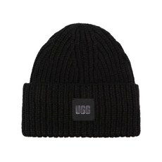 어그 로고 패치 골지 니트 비니