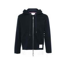 톰 브라운 로고 패치 후드 집업