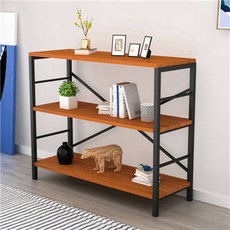 北歐表情 鐵藝實木 書架 工業風隔斷落地置物架, 詳見包裝, 詳見包裝, 60*32*80三層【黑色鐵架】