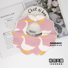 NINISHOP 萌妮妮 韓版360度雙面純棉造型圍兜 口水巾 柔軟吸濕透氣 0-3歲適用, 1個, 5-粉色天鵝【現貨】, 粉色, 1