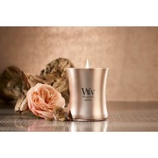 蠟燭森林 Woodwick 木頭燭芯香氛蠟燭 玫瑰海洋木質調 9.7oz 中杯 限量金屬系列, 1個, 金色玫瑰