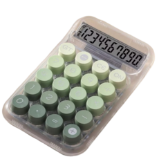 清新圓形按鍵工程科學計算機 簡約透明外殼 學生辦公必備, 1套, 綠色