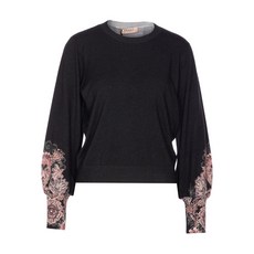 트윈셋 소매 디테일 크루 넥 스웨터