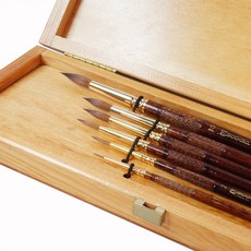 ESCODA 1200 西伯利亞純貂毛水彩筆 木盒 6入, 1套, 0/2/4/6/8/10