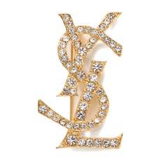 생 로랑 중고 1980-2000 로고 크리스털 브로치