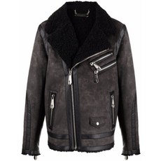 필립플레인 시어링 트리밍 스웨이드 바이커 재킷