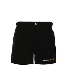 알렉산더맥퀸 로고 자수 수영복 반바지, 블랙계열