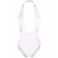 라펠라 브레이드 디테일 홀터넥 원피스 수영복, 화이트계열