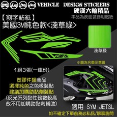 SYM JET SL JETSL 125 158 散熱蓋造型貼 (版型免裁切), 1個, 美國3M純色款<淺草綠>