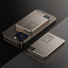 MagSafe 磁吸無線行動電源 5000mAh PD20W快充 超薄輕巧 鈦金色, 鈦金色,5000mah