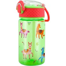 Home Tune 兒童吸管水瓶 14oz (414ml) 可愛圖案 Tritan Eastman BPA Free, 1個, Llama
