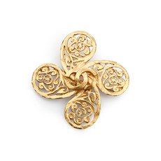 샤넬 중고 1995 CC 로고 인그레이빙 브로치