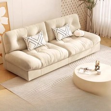 奶油風 雙人布藝沙發 簡約現代雲朵造型 舒適包覆感