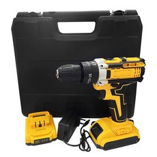 電鑽【贈工具套裝】 多功能鋰電電鑽工具組 可鑽墻 手電鑽 電動工具套裝 傢用電鑽工具, 1個, 12V-2電1充+塑箱+配件24件套