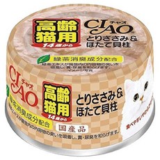CIAO 高齡貓罐頭 7種口味 75G, 1個, M-53.特齡旨定罐14歲-雞肉干貝, 雞肉干貝