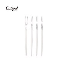 Cutipol GOA 白柄霧面不銹鋼 12cm迷你水果叉4件組 葡萄牙手工餐具, 1個