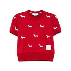 톰 브라운 반소매 골지 커프스 티셔츠