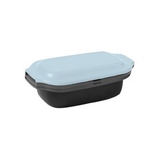 微波爐料理盒 食品級矽膠上蓋 不沾塗層 分離式設計 快速烹飪 方便收納, 經典盒 3件組【2盒1蓋】清新藍, 1套