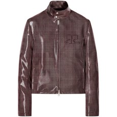 꾸레쥬 셰이드 로고 페이턴트 바이커 재킷