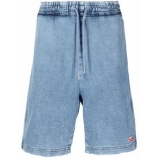 디젤 로고 패치 데님 쇼츠