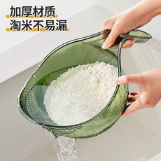 多功能淘米瀝水盆 細孔設計不易漏, 1個, 嚴選品質:1個裝 透明 加厚耐用+快速瀝, 多功能瀝水籃 -食品級PP材質