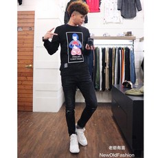 重磅形象鮮明的現代畫人像圖騰大學T 潮流人像設計 舒適柔軟面料 展現獨特藝術品味, 1個, XL