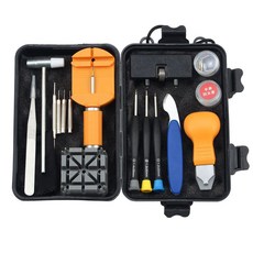 手錶維修工具, 1個, 手錶維修工具-盒裝17件組, 拆錶帶器*1個/米字固定座*1個/錶耳叉*1支/撞針*3支/撬錶刀*2支/開蓋器*1個/螺絲起子*3支/鐵柄膠槌*1支/鑷子*1支/擦拭布*1條/防水膏*1罐/汰換針*5支