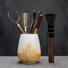 貝貝 茶道六君子套裝 茶夾茶勺配件, 1個, 描金白色六君子套裝