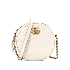 구찌 중고 GG 마몽 라운드 숄더 백 마틀라세 레더 미니 크로스 백